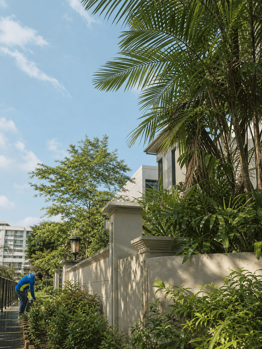 Tropical Singapore residential exterior maintained by a Legion technician